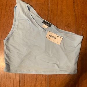 Baby blue asymmetrical crop top